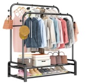 Wieszak stojący podwójny 110x52x153 cm czarny