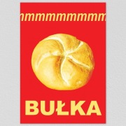"Mmm Bułka" Czerwona - plakat mały A5 - Polikory