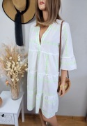 Sukienka damska letnia biała neonowy wzór bawełna oversize M 38 Vero Moda