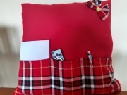 2x Poduszka czerwona świąteczna Boże Narodzenie  kieszenie handmade 