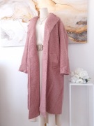 Płaszcz Damski Klasyczny Długi Jasny Różowy Pudrowy J.Style