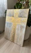 Abstrakcyjny obraz z motywem religijnym krzyż