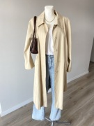 Beżowy trencz płaszcz prochowiec jesienny prosty długi oversize XL