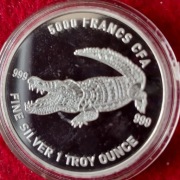 Krokodyl , Czad 2022 , 1oz , Ag 0,999.