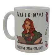Kubek ceramiczny na PREZENT KAWA I K-DRAMA 330 ml koreańskie seriale KOREA