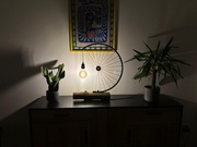 Rękodzieło – lampa loft industrial rustykalna – koło rowerowe