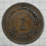 #3085 Straits Settlements 1 cent 1891 