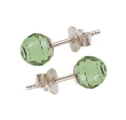 Srebrne Kolczyki Sztyfty Kólki 6mm Green Light Kryształy Swarovski Elements