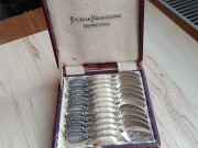 PRZEDWOJENNE SREBRZONE ŁYŻECZKI DO KAWY BRACIA HENNEBERG ROCOCO