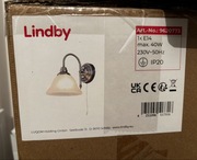 Kinkiet Lindby Hanna, 18 m, antyczny mosiądz, metal, szkło - nowy