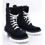Botki płócienne czarne wiązane trampki 40
