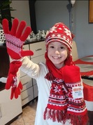 Komplet dziecięcy czapka, szal, rękawice 