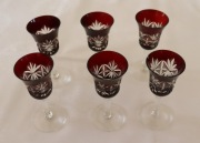 kieliszki do likieru z kolorowego szkła Bohemia