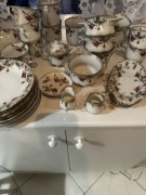 zestaw fajansu włocławskiego – ręcznie malowany kobalt, PRL, kolekcjonerski