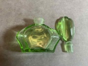 Karafka flakon Art Deco szkło Uranowa zieleń Stan b.db Perfumy