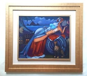 Jacek Pałucha obraz 46 x 55 w dużej, ładnej ramie Pozująca dla Faraona