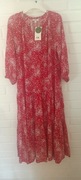 Sukienka zwiewna czerwona w kwiatki z wiskozy C&A r.40/42  NOWA!