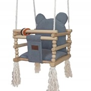 Huśtawka drewniana dla dzieci Velvet MIŚ 170 cm – szara, ekologiczna