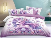 Pościel dziecięca jednorożec bawełna satynowa 160x200 +2 poduszki 