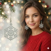 Kolczyki Białe Płatki Śniegu - Bigle Posrebrzane, Antyalergiczne