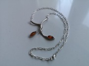 naszyjnik kolia z bursztynem srebro vintage 