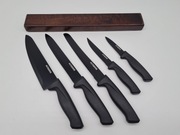 Zestaw noży kuchennych czarne 5 szt Wieszak magnetyczny Acoqoos