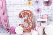 Balon foliowy Cyfra ''3", różowe złoto, 86 cm.