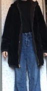 Kurtka płaszcz futro Zara czarne w świetnym stanie