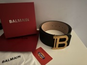 Balmain B- Pasek skórzany czarny B-BELT 95cm Nowy