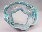 Secesyjna misa Teplitz ok.1900 turkus crackle ceramika