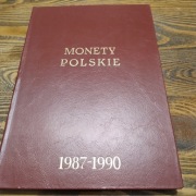 Monety obiegowe PRL 1987-1990 w klaserze z dodatkami.