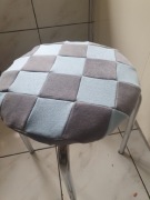 Pokrowiec na taboret patchwork bez podbicia welur dres 35cm boczek guma