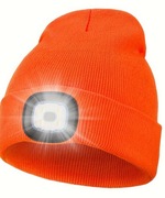 Pomarańczowa czapka z latarką LED 0,5W 