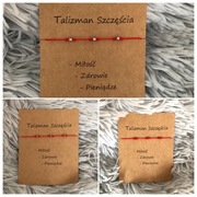 Czerwona nitka bransoletka szczęścia srebrna złota