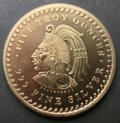 Kalendarz Azteków 5 oz srebro pozłacana 24 k