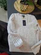 Szary sweterek Polo Ralph Laurent 12/14 lat  warkoczykowy splot