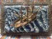 Tematyczny obraz płaskorzeźba żaglowca