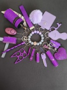 (2) duży, fioletowy zestaw breloczków do samoobrony dla kobiet