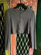 Damski krótki sweterek na długi rękaw z prążkowanego materiału Zara [S]