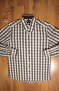Koszula Olymp r. 42 męska w kratkę biało-szara dł rękaw bawełna 