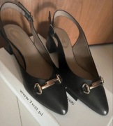 Buty na obcasie czółenka czarne złote 7mil 37,5 nowe