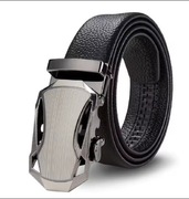 Nowy Biznesowy Męski Pasek Skórzany Czarny Automat Bezdziurkowy 120 cm