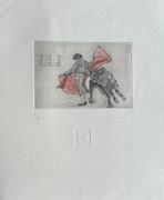 Oryginalna akwaforta/akwatinta torreador, Enrique Cid Romero Hiszpania