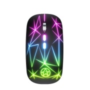 MYSZKA BEZPRZEWODOWA SLIM LED ŁADOWANA RGB BEZKLIKOWA USB 2.4Ghz AKUMULATOR