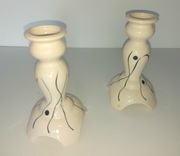 2 x Cudny Świecznik ceramika szkliwiona Elfenbein Porzellan Bavaria