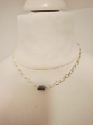 Naszyjnik handmade ze stali nierdzewnej z naturalnych kamieni labradoryt 