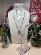 Świąteczny komplet biżuterii handmade z koralików śnieżynka prezent święta