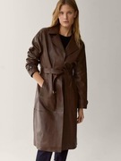 Massimo Dutti Skórzany płaszcz trench 100% skóra naturalna