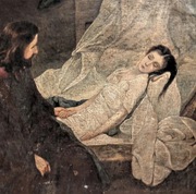 Olejny obraz "Wskrzeszenie córki Jaira", XIX w. 