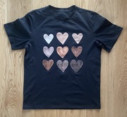 T-shirt bluzka w serduszka czarna L fajna b. dobry - stan